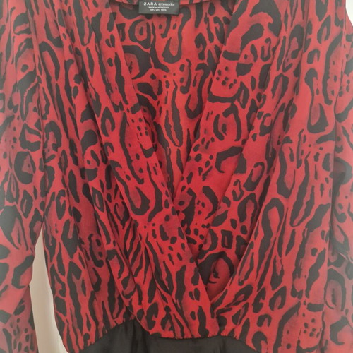 Zara animal print bodysuit size L like new, black and red