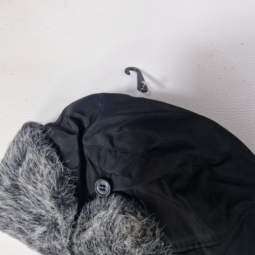 Black hat cap with faux fur lining