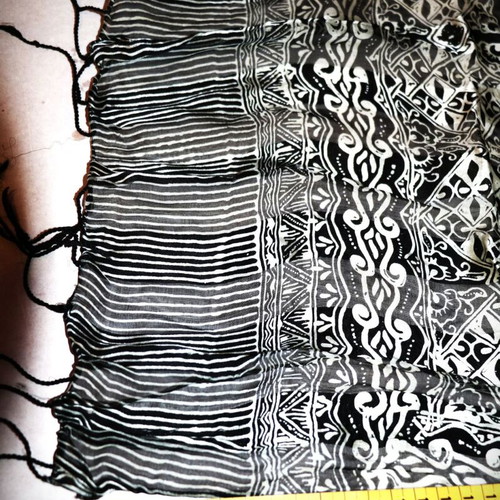 Siam Silk Black Batik Scarf 1.5x0.45m New