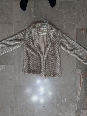 New Line synthetic fur coat chevron pattern, like new, size M