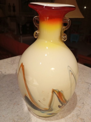 Vintage handmade glass vase from Dalian Glass, 1960s, like new