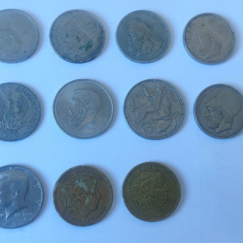 Old coins used, pack of 55 from various countries