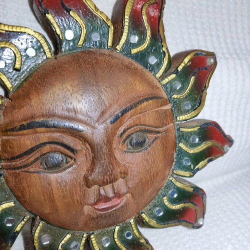 Wooden sun wall decoration used with ethnic style