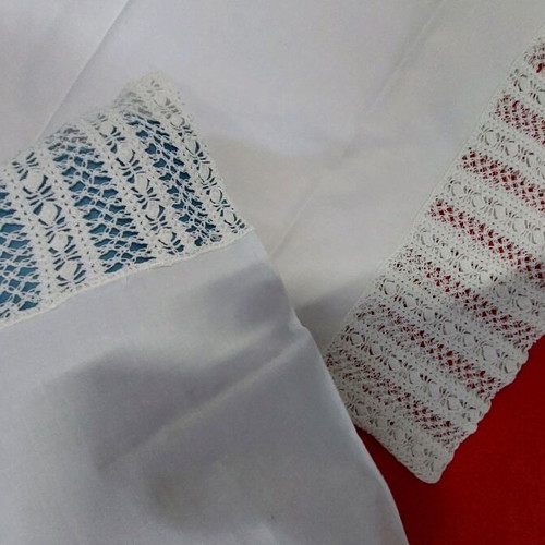 White pillowcases new, set of 2, 60x43cm with vintage crochet lace