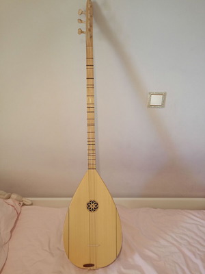 Tambouras student instrument like new with case, pen and portable music stand