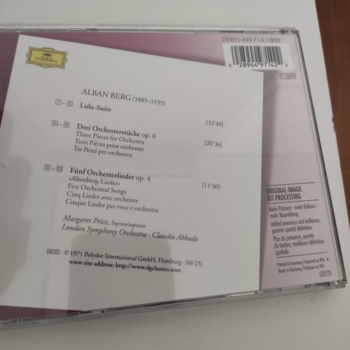 Alban Berg Lulu Suite Altenberg-Lieder CD like new, classical