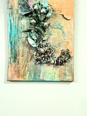 Κάδρο mixed media χειροποίητο σε καμβά με ακρυλικά χρώματα σαν καινούργιο