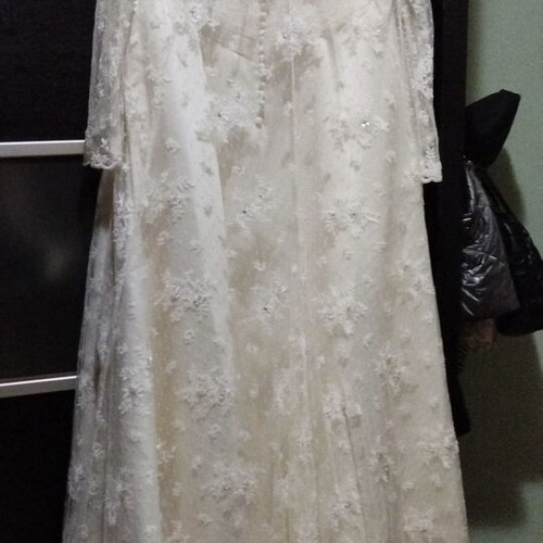 Wedding dress new, strapless satin with handmade lace XXL