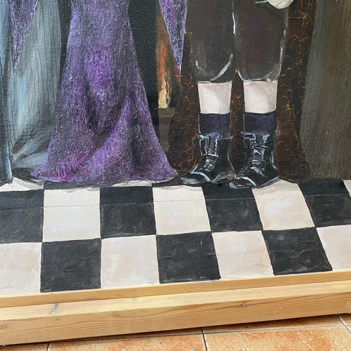 The Addams Family painting handmade like new, 184x121 cm
