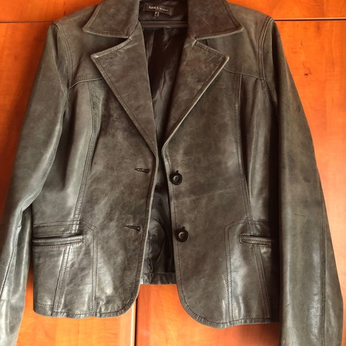 Leather jacket used, dark gray, size M