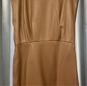 Φορεμα δερματίνη μπεζ χρωματος νουμερο λαρτζ καλυπτει κ μιντιουμ