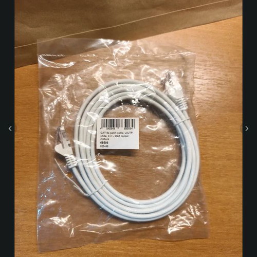 Ethernet cable 3m, white, RJ45 connectors