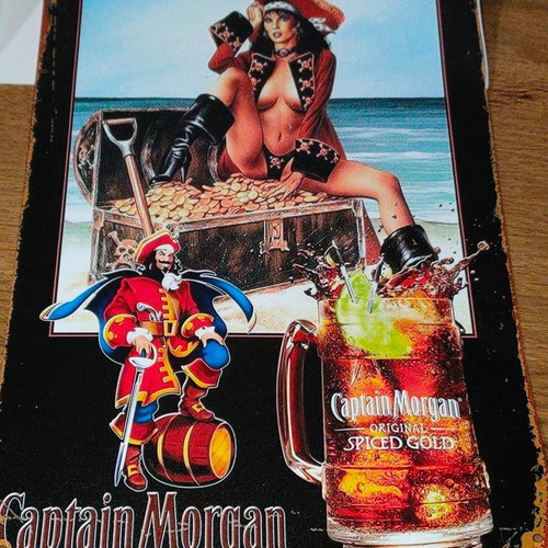 Captain Morgan Spiced Gold metal sign vintage, like new