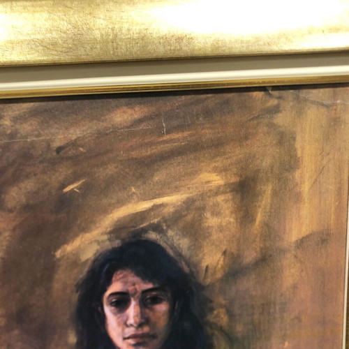 Katzourakis painting copy used with frame 42x104 cm