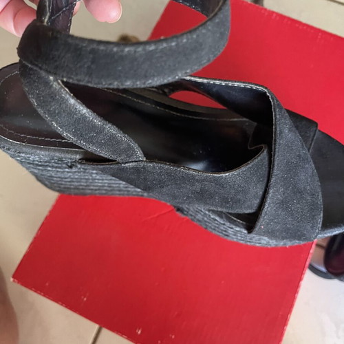 Espadrilles leather platform sandals black size 37 like new