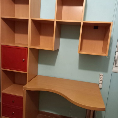 Desk composition with shelves, solid wood