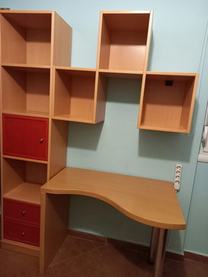 Desk composition with shelves, solid wood