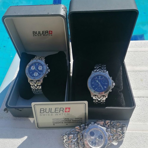 Buler Swiss chronograph watch like new, blue and silver