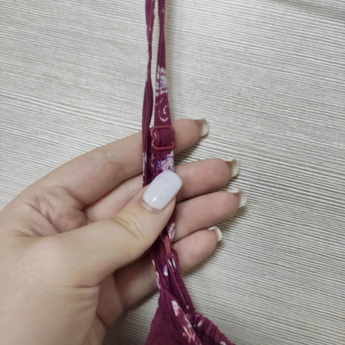 Bershka Cami Spaghetti Shirt cotton print top like new, magenta burgundy