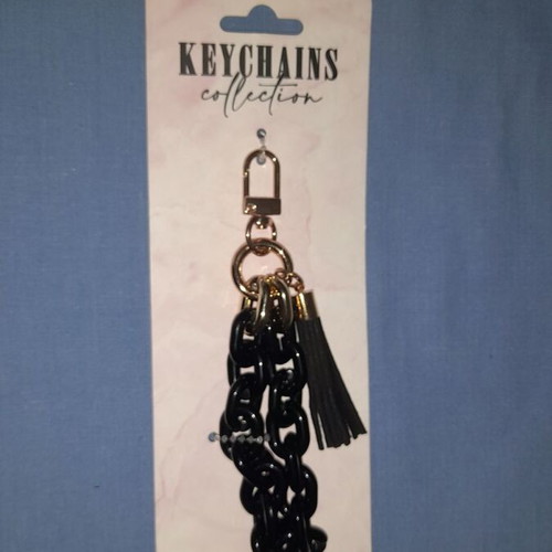 Keychain with black chain and gold clip