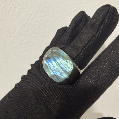 Labradorite ring with blue fire, handmade