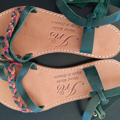 IRIS leather sandals new, multicolored braid
