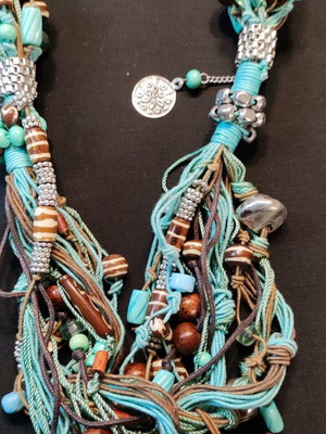 Handmade necklace with multiple turquoise cords Boho Statement like new