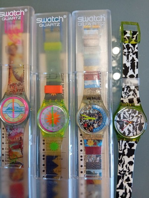 Swatch vintage set of 4 watches new old stock with papers and boxes