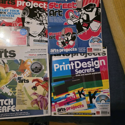 Computer Arts and Computer Arts Projects magazines like new, pack of 10 with collectible CDs