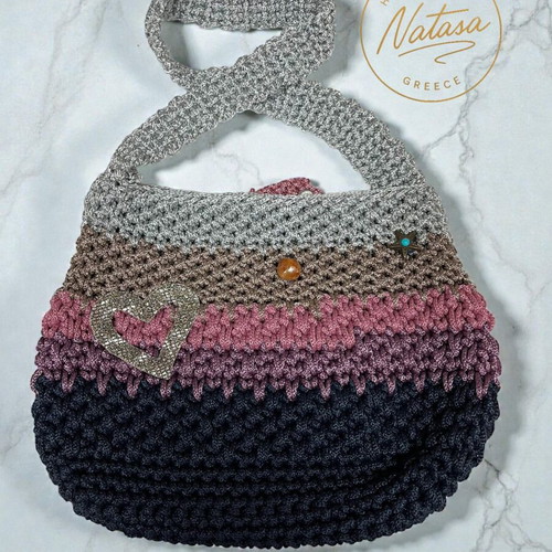 Handmade shoulder bag with rich knitted texture and multicolor, new