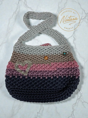 Handmade shoulder bag with rich knitted texture and multicolor, new