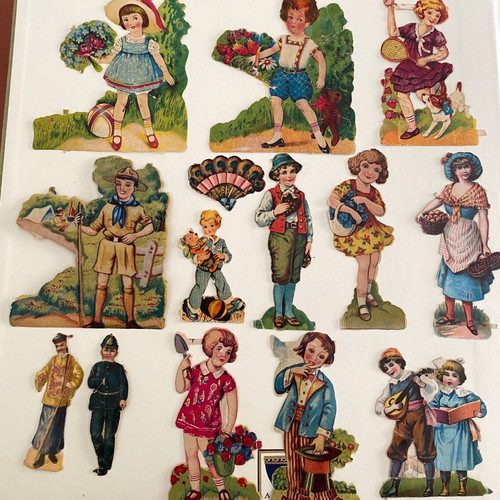 Prewar embossed figure collection, 14 pieces, 1930-1940
