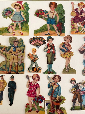 Prewar embossed figure collection, 14 pieces, 1930-1940