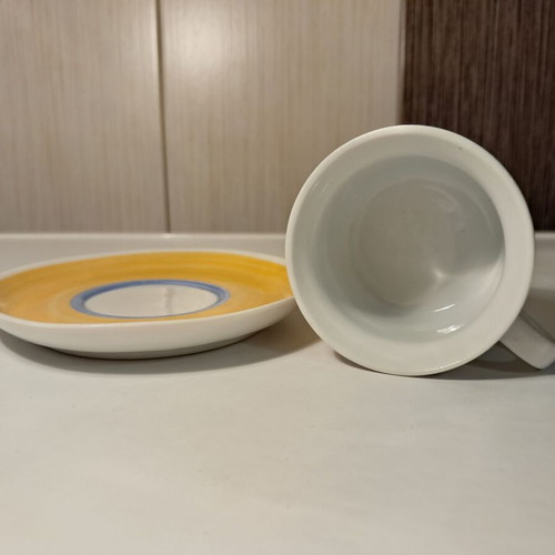 Coffee cup and saucer set for Greek coffee or espresso, new, porcelain