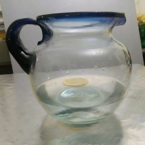 Handmade large pitcher from thick blown glass, new