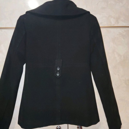 Benissimo coat black with turquoise lining like new, wool