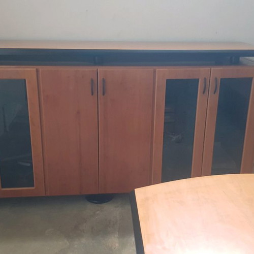 Executive desk set used, solid cherry wood