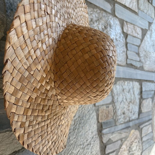 Vintage Palm Leaf Straw Hat like new, beige, one size