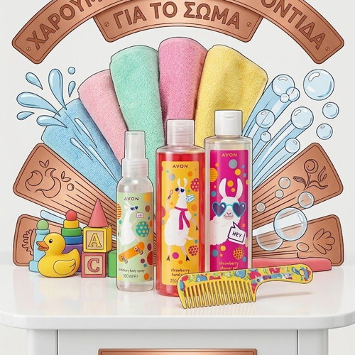 Avon Lama 4-piece strawberry scent kids care set