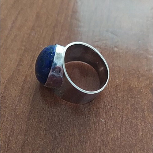 Silver ring with blue agate like new, handmade