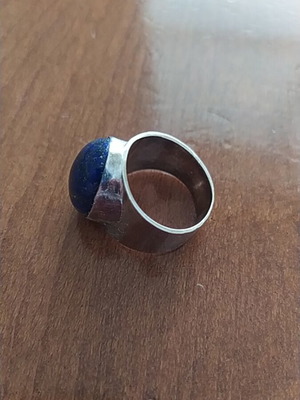 Silver ring with blue agate like new, handmade