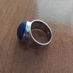 Silver ring with blue agate like new, handmade