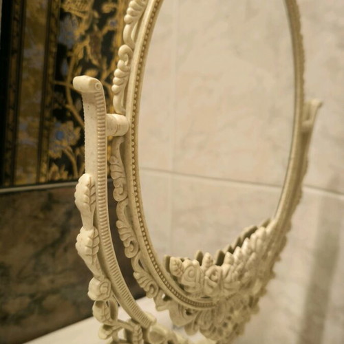 Makeup mirror new, tabletop with two sides and rotating
