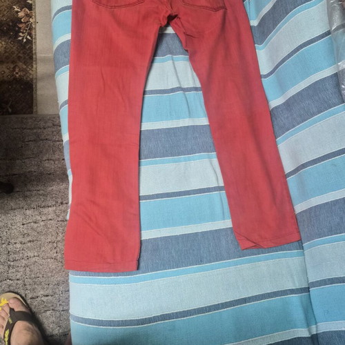 Review men's summer pants, soft carrot red, size 34