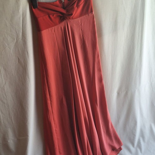 Aqua Colorblock Strapless Maxi Dress Coral Red Size S like new