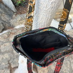 Handmade reversible patchwork shoulder bag, black multicolor