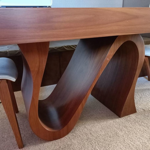 Living room dining set new, forest beech with 4 cream leather chairs