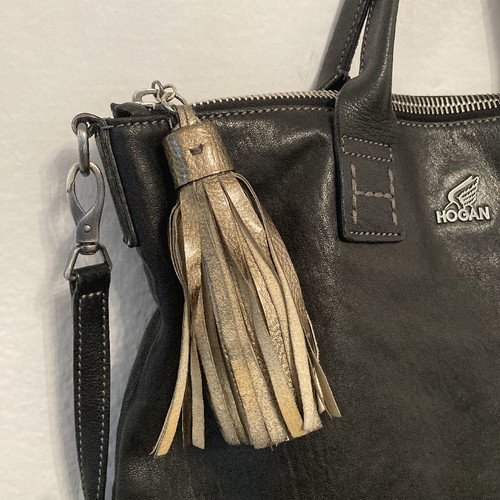 Hogan black leather tote bag used with detachable strap