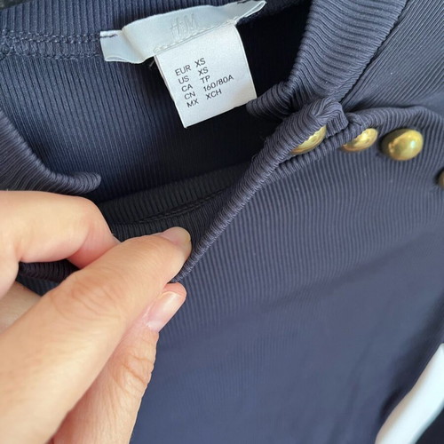 H&M Elastic Dress Dark Blue Used With Gold Buttons