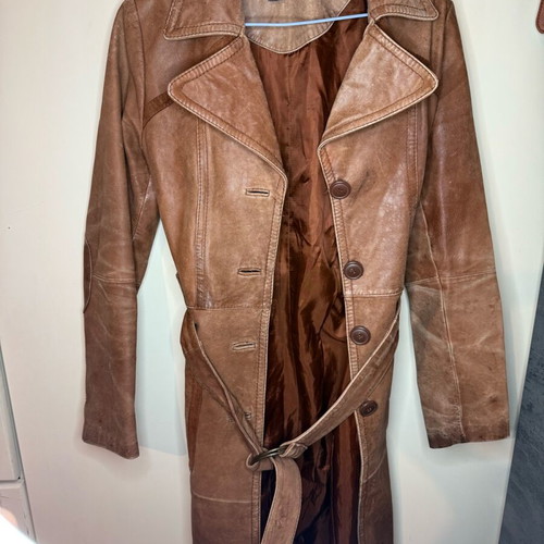 Vintage leather coat 100% genuine leather used, Medium, Inditex